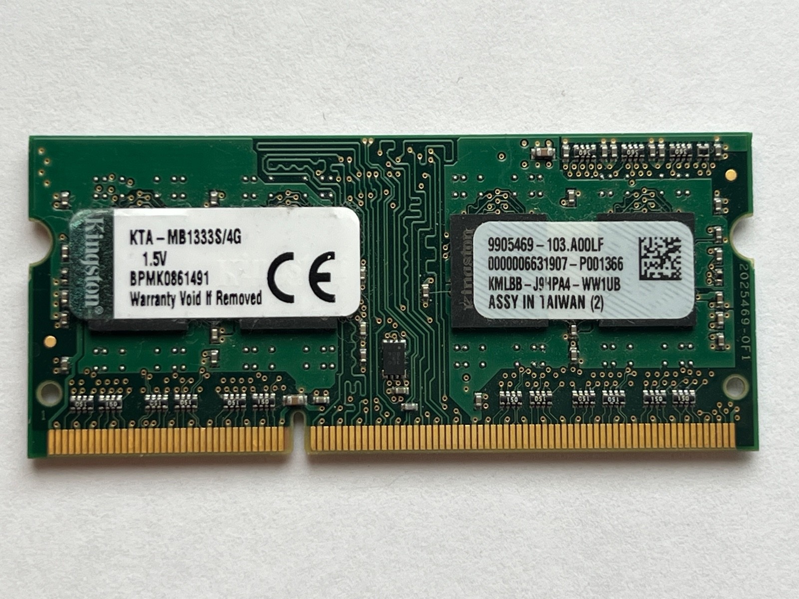 Kingston 4GB PC3-10600 DDR3 1333MHz Laptop Memory KTA-MB1333S