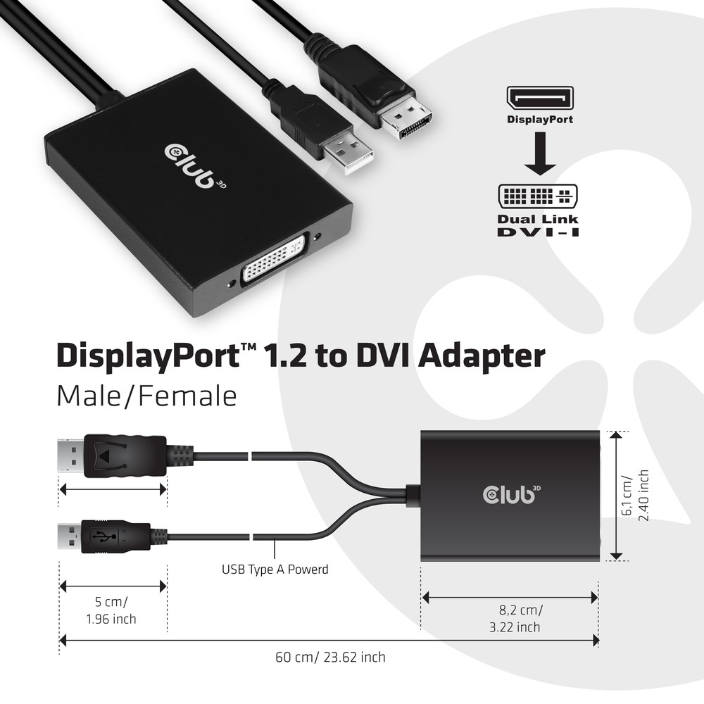 CLUB 3D B.V CAC-1010 Displayport To Dual Link Dvi-D Hdcp On Version Active
