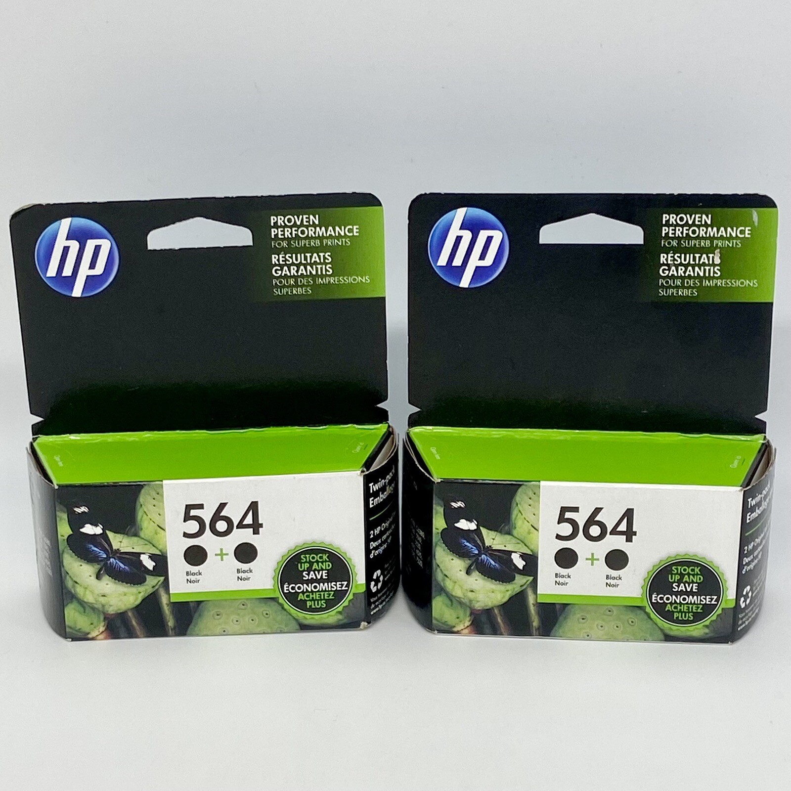 2 Pkgs Genuine New HP 564 Black Ink Cartridge Twin-Packs (exp Sep 2017) - Sealed