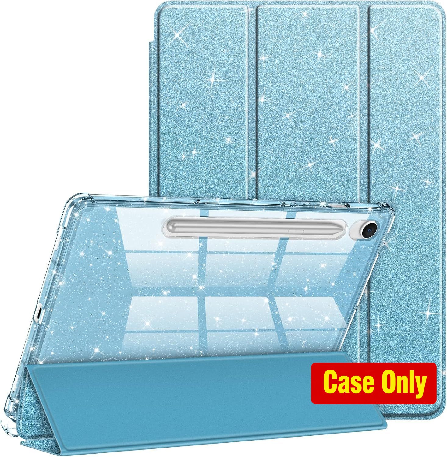Glitter Case for Samsung Galaxy Tab S10 FE 10.9" | Clear Sparkly Back, Stand