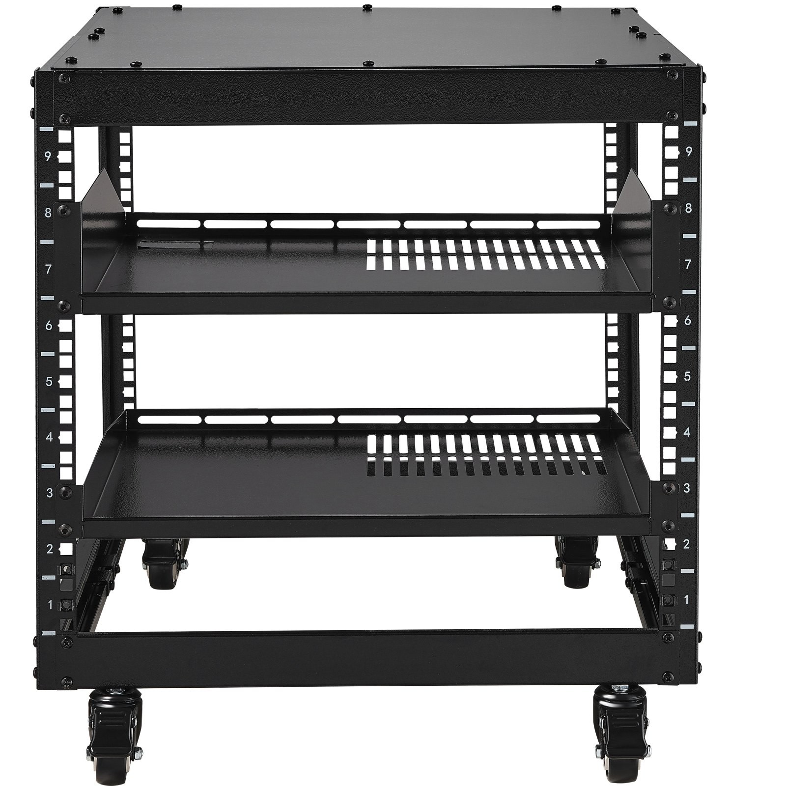 VEVOR 9U 4 Post Open Frame Server Rack Network Enclosure Adjustable Black