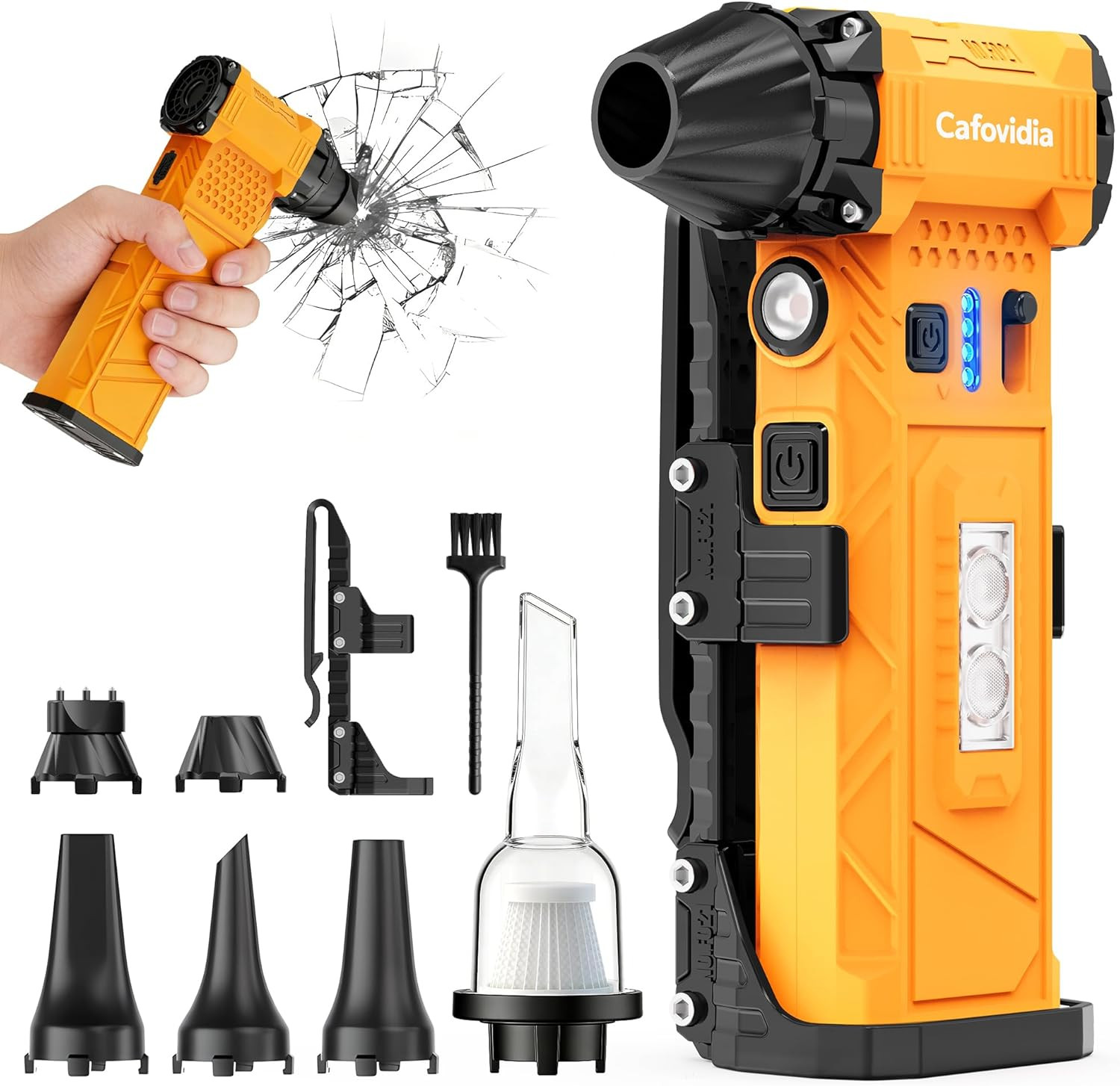 Electric Air Duster & Vacuum 2-In-1, 180000RPM Brushless Motor, Rechargeable Com