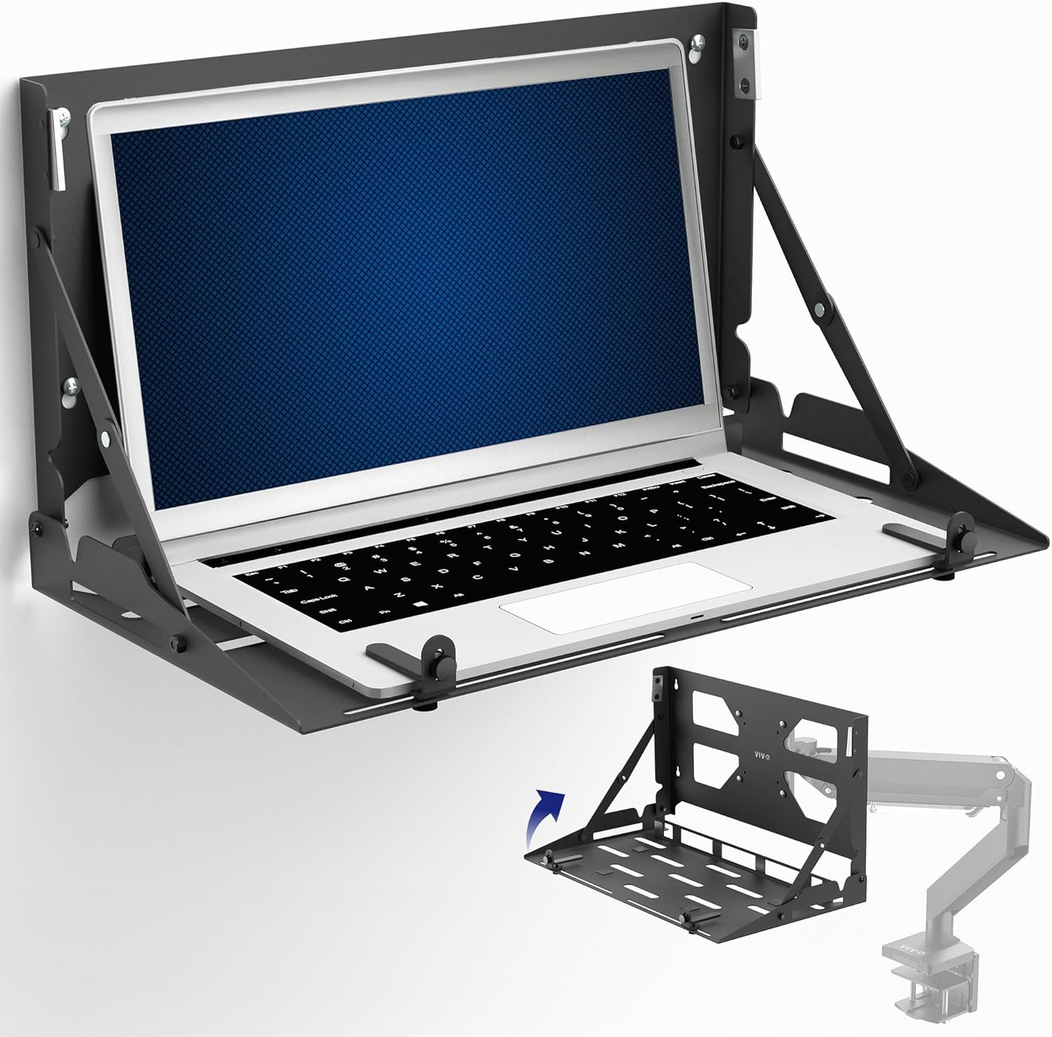 VIVO Flip down 13 to 17 Inch Laptop Tray Holder for Wall-Mounted Floating Workst