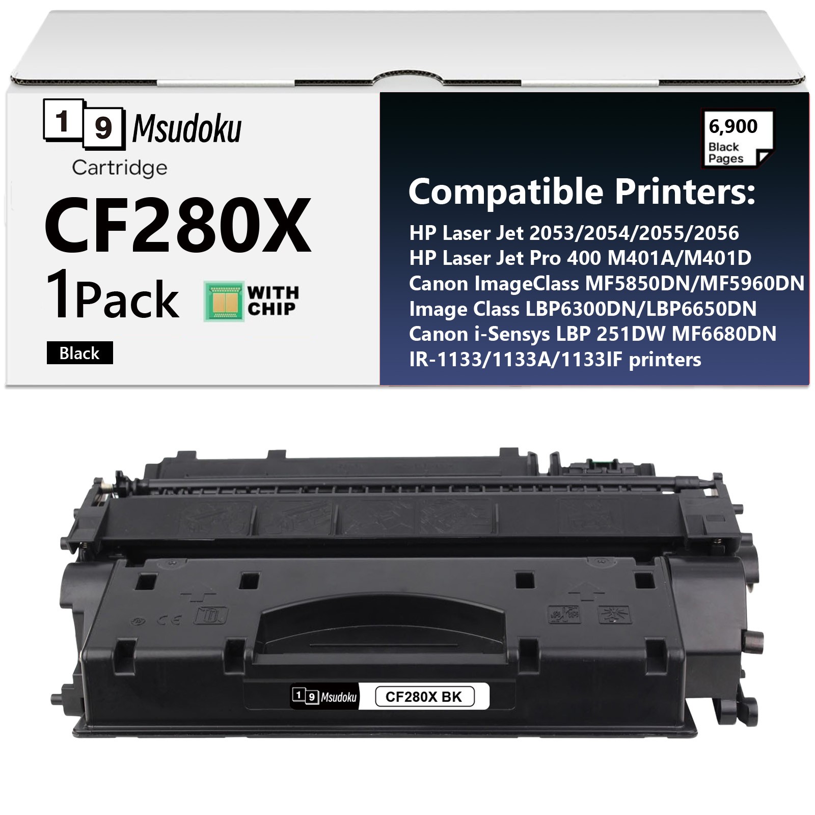 1 PACK CF280X BLACK Toner Cartridge For HP Laser Jet 2053 2054 Jet Pro 400 M401A