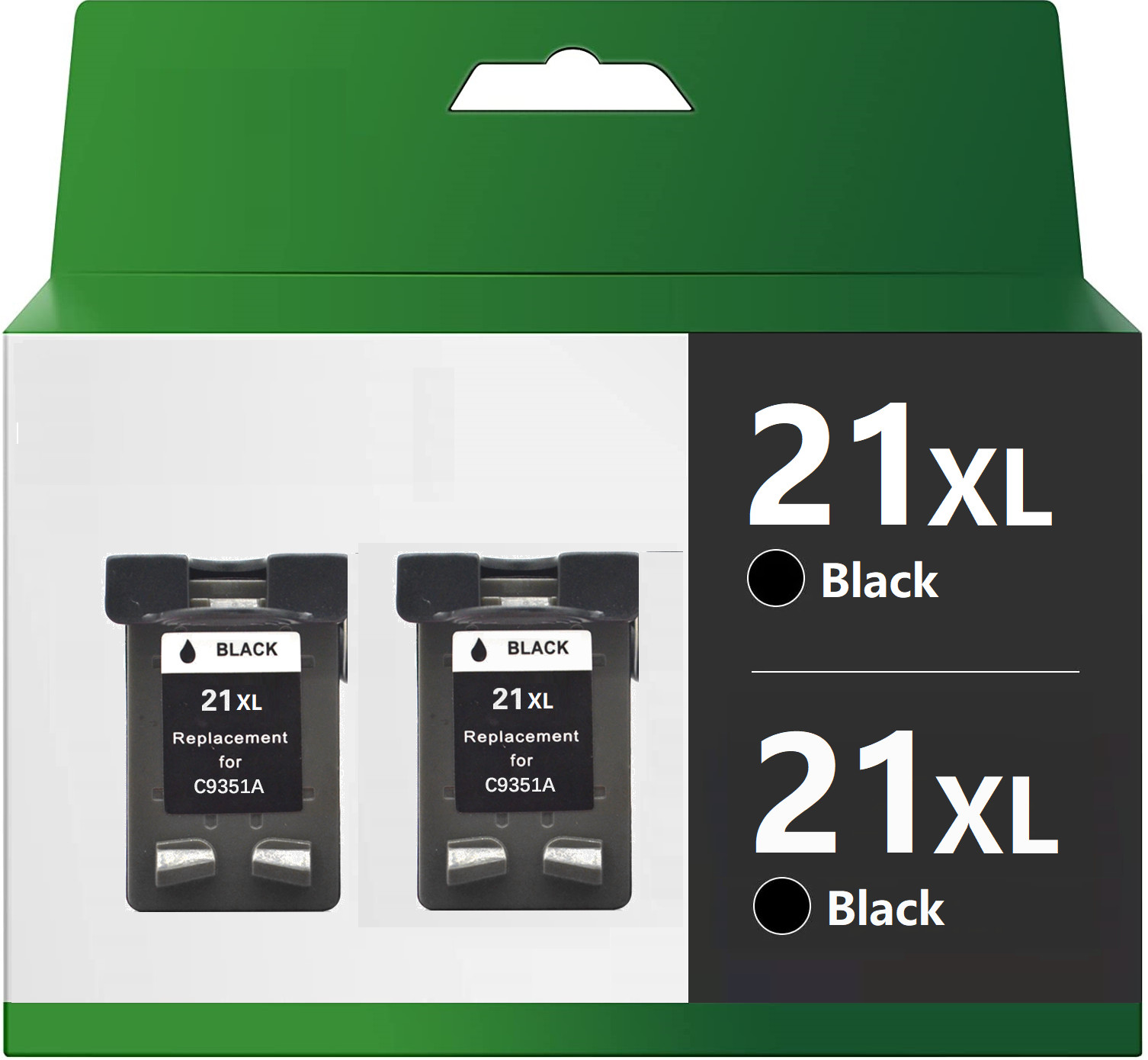 2PK Ink For HP 21XL C9351AN Black  Deskjet D1445 D1520 D1560 F325 J3640 21