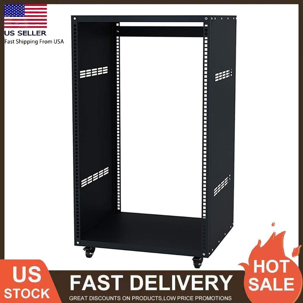 16U AV Rack Stand with Caster Wheels, Recording Studio Racks, Removable Panels