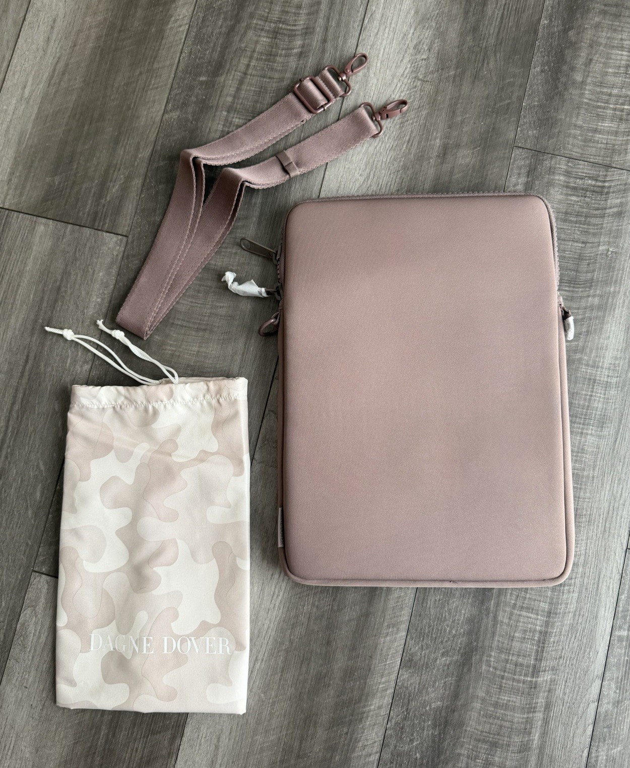NEW Dagne Dover Retired 15" Neoprene Laptop Sleeve Crossbody Bag Blush Pink