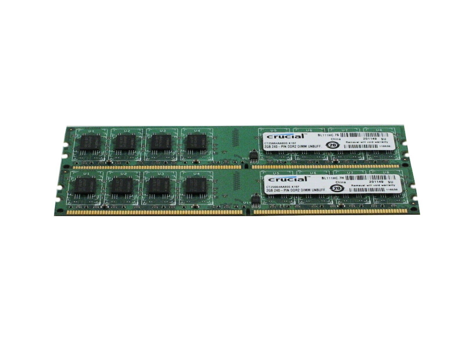 Crucial 4GB (2 X2GB) DDR2 800 PC2-6400 DDR2 DIMM - CT2KIT25664AA800 For Desktop