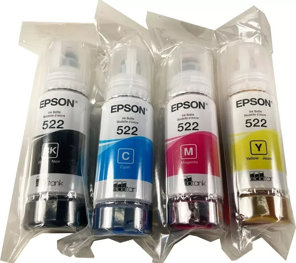 OEM Epson T522 522 Black Cyan Magenta Yellow Ecotank ET 2800 2803 Ink Bottles