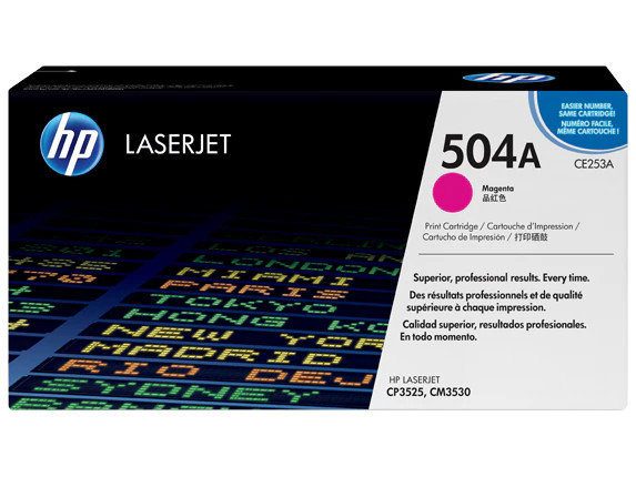 HP 504A Magenta Original LaserJet Toner Cartridge, ~7,000 pages, CE253A