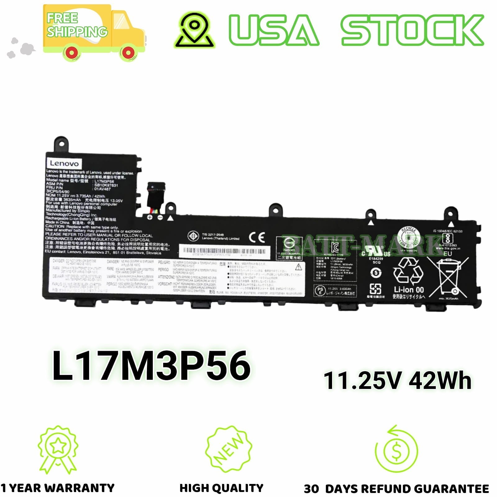 Original L17M3P56 L17L3P54 Battery For Lenovo Yoga 11e 5th Gen 01AV486 01AV487