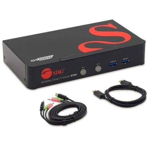 Siig CEDP0F11S1 2 Port 4K 60Hz DisplayPort KVM Switch Black