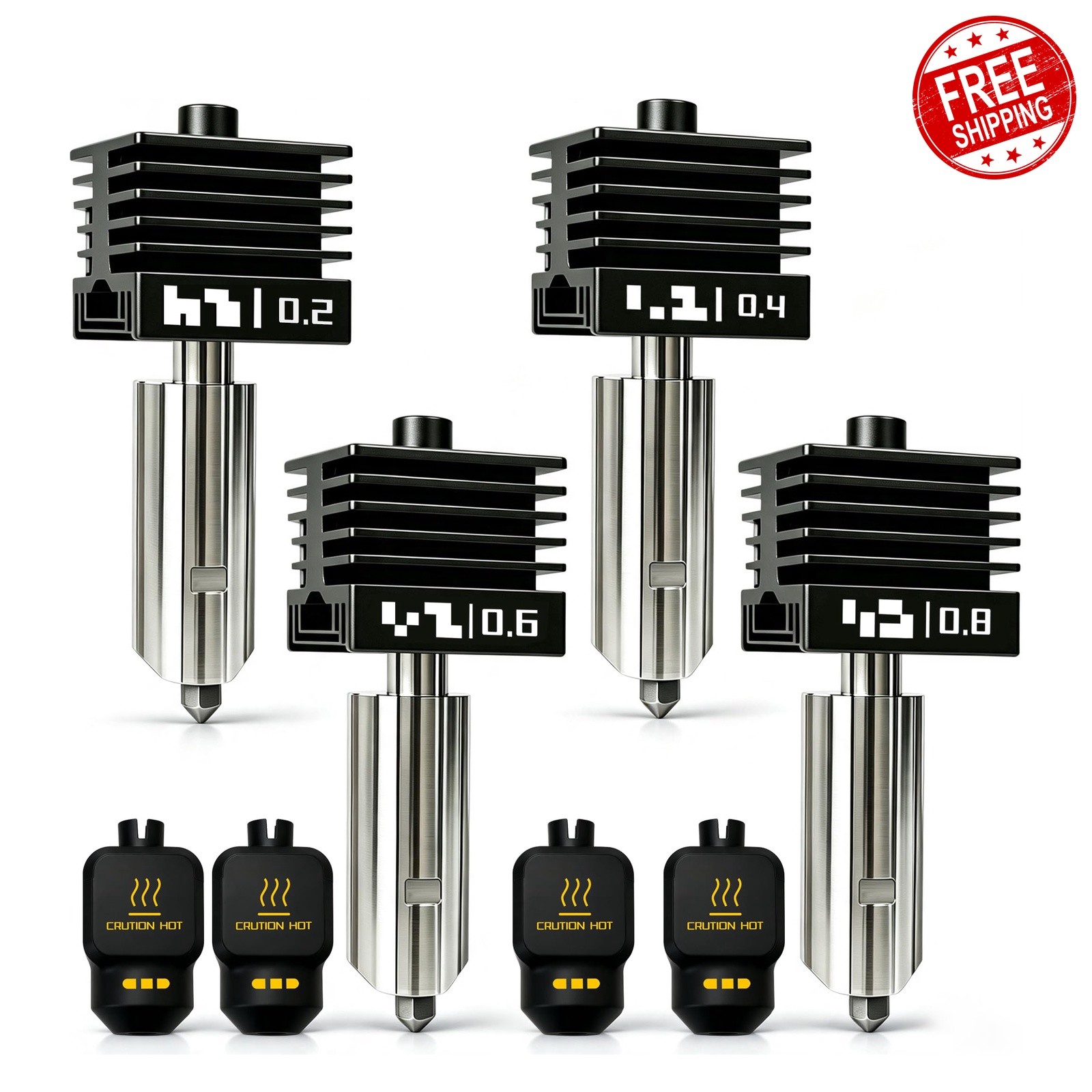 HzdaDeve Hardened Steel Hotend 0.2/0.4/0.6/0.8mm 4-Pack