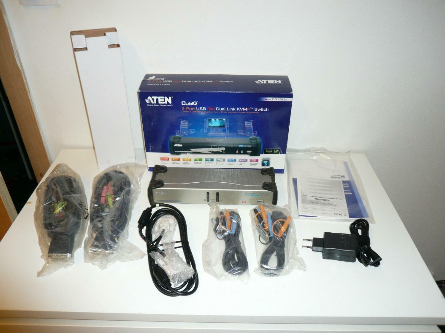 ATEN CubiQ CS1782A 2-Port USB DVI Dual Link KVMP Switch, OVP&NEW, 2Y. guarantee