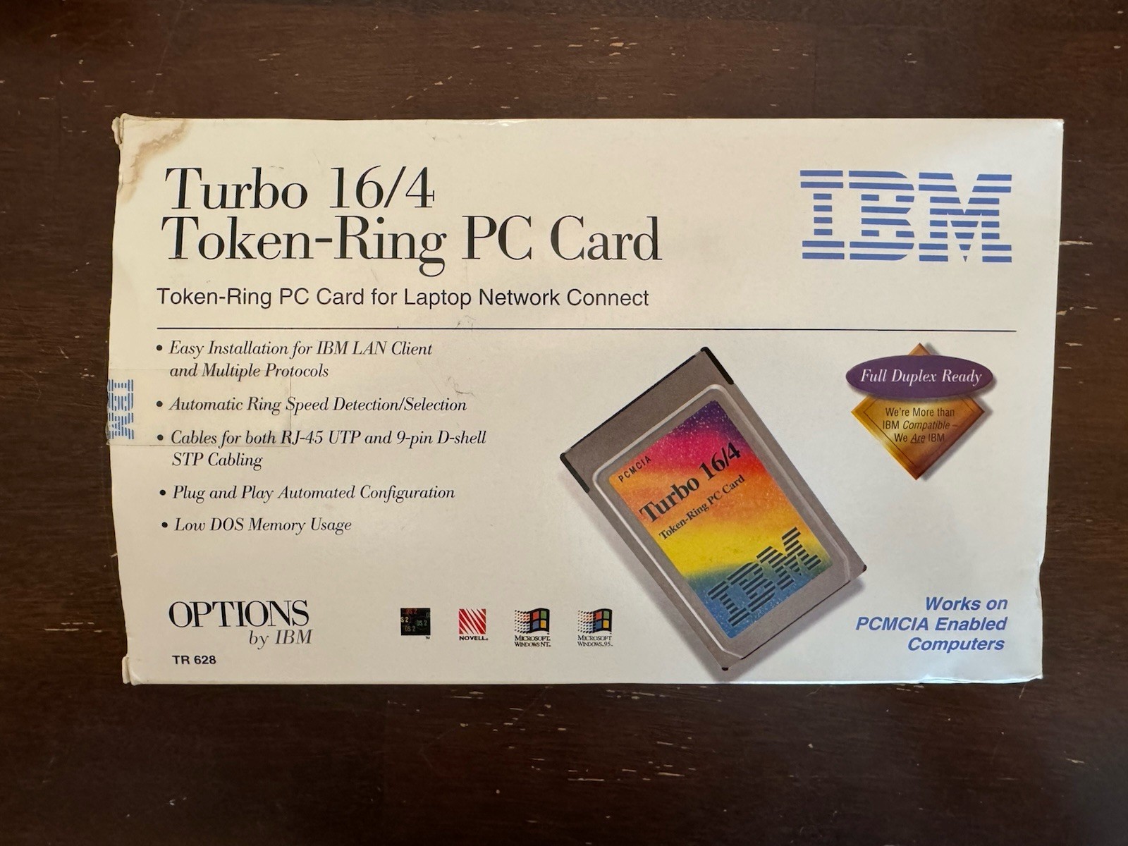 IBM Turbo 16/4 token ring PC card for laptop new sealed vintage TR 629