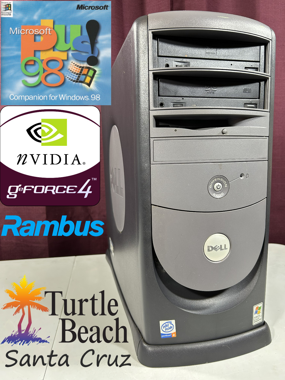 RESTORED Windows 98 Vintage Retro Gaming PC Nvidia Turtle Beach Santa Cruz