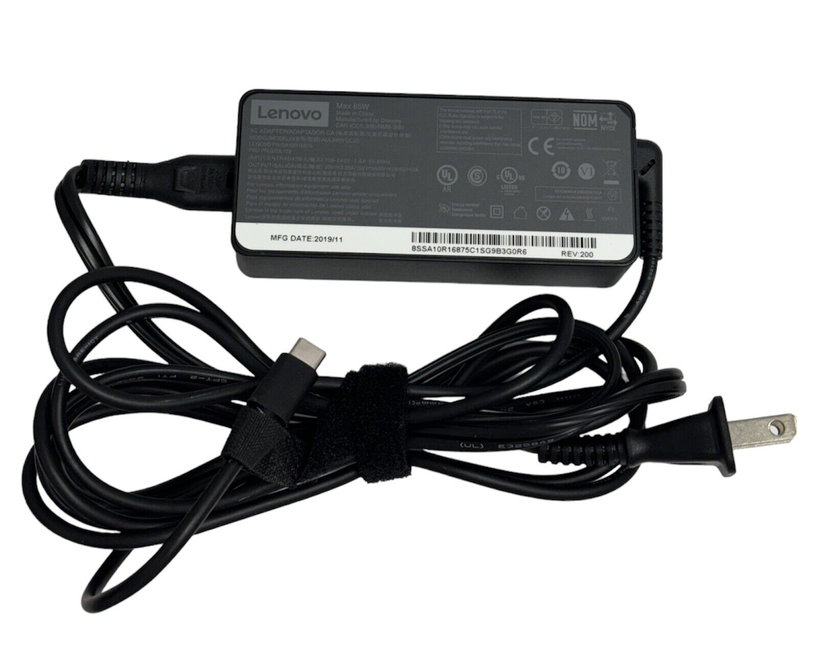 Genuine Lenovo AC Adapter Laptop Charger Max 65W Model ADLX65YCC2D