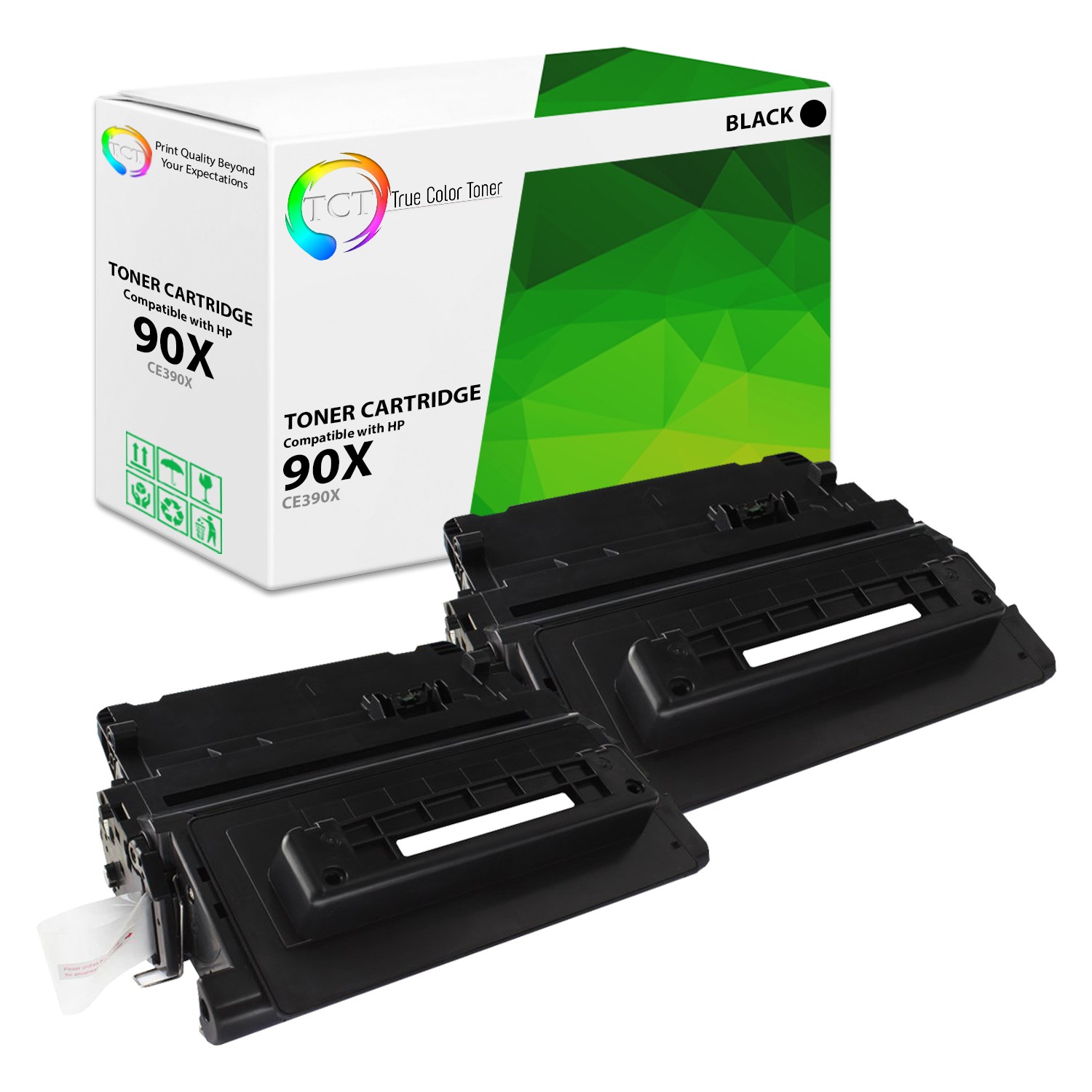 TCT 2 Black CE390X 90X High Yield Toner Cartridges For HP LJ Enterprise 600 4555