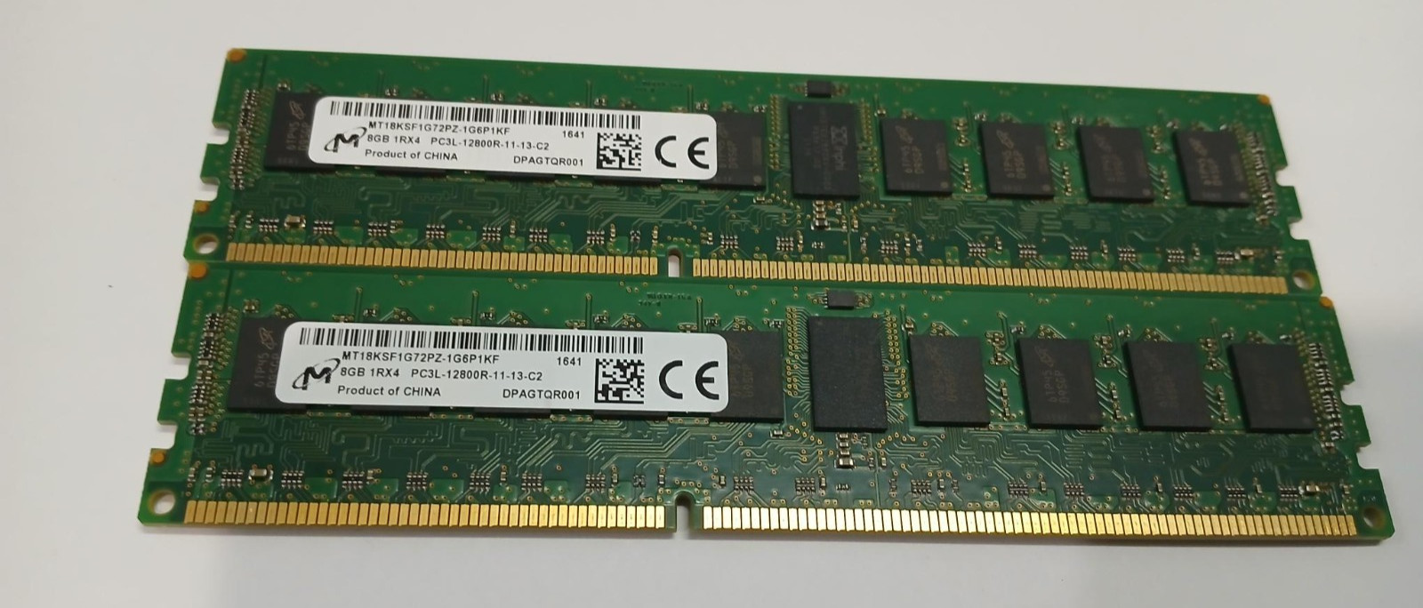 qty 2 x Micron 8GB 1RX4 PC3L-12800R-11-13-C2 Memory MT18KSF1G72PZ-1G6P1KF DIMM