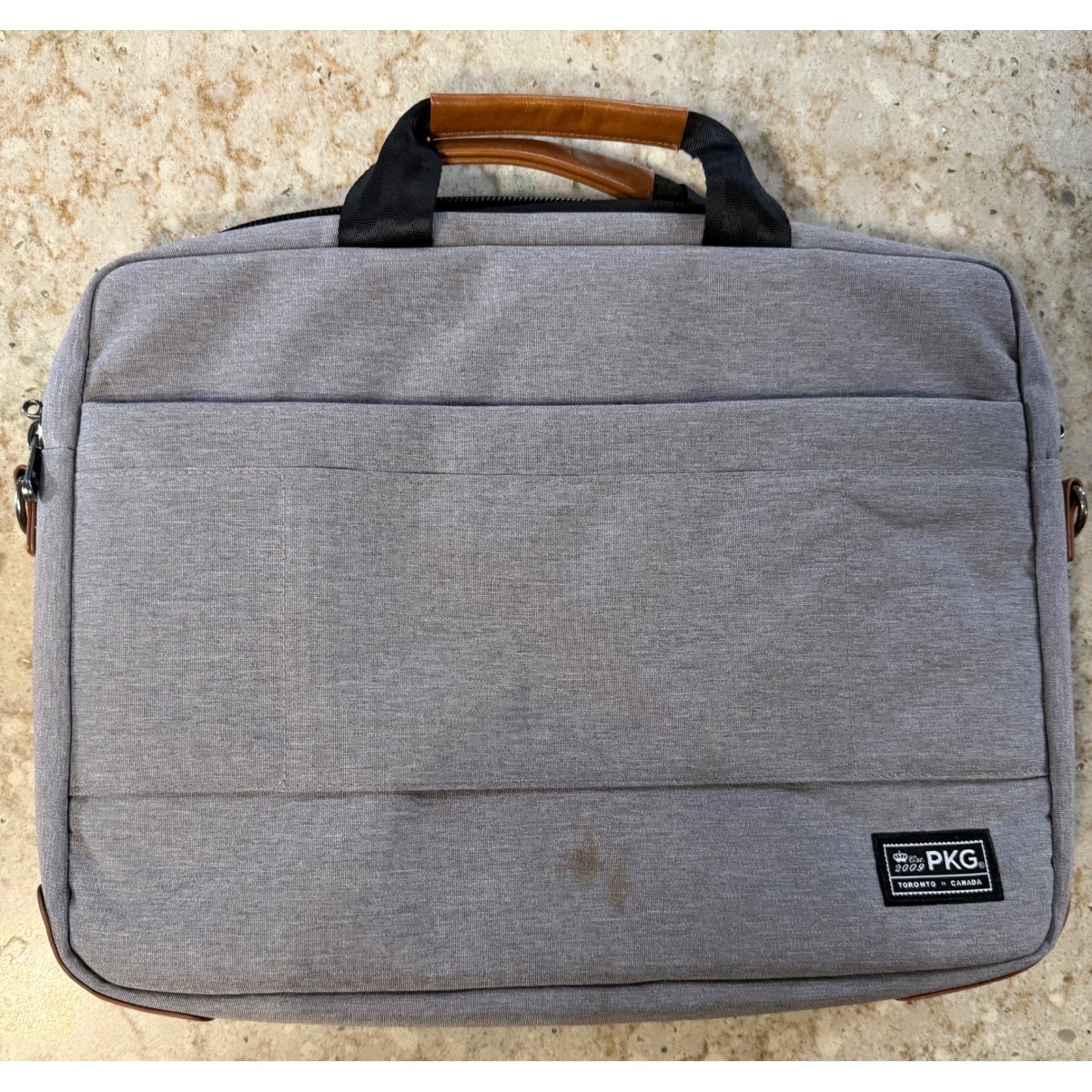 PKG Toronto Canada Laptop Briefcase Heather Grey Business Messenger Bag Slim