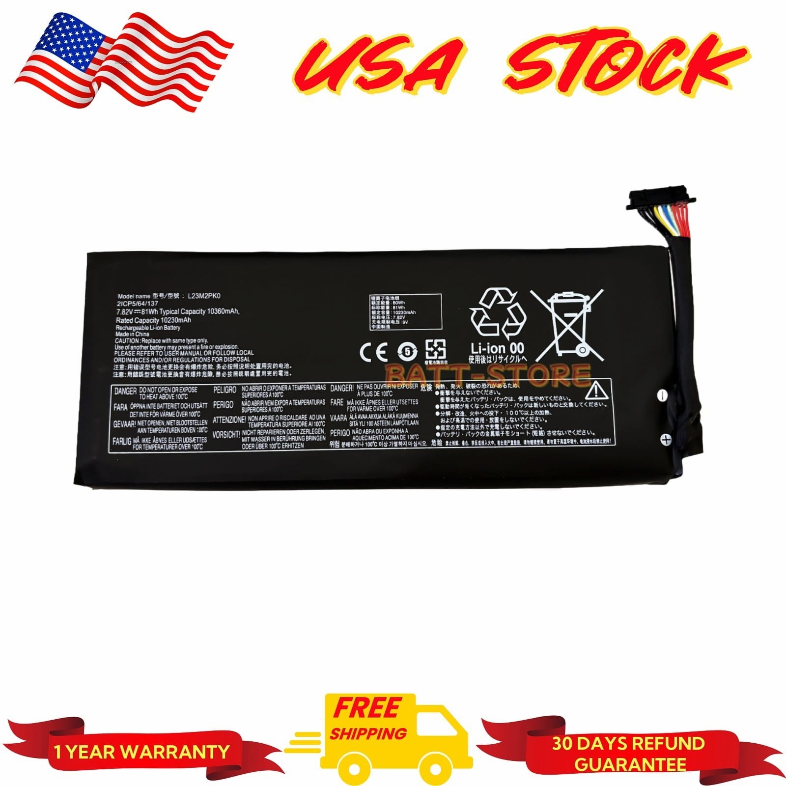 New High Capacity 81Wh L23M2PK0 L23B2PK0 Battery For Legion Go 8APU1 Handheld PC