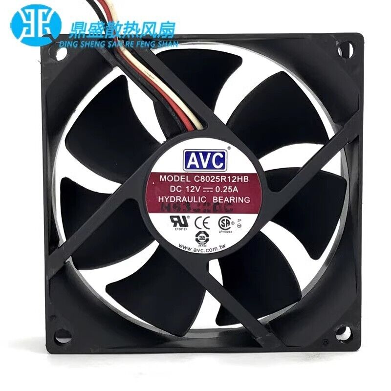 AVC C8025R12HB 8025 DC12V 0.25A 8CM 3-Wire Silent Cooling Fan