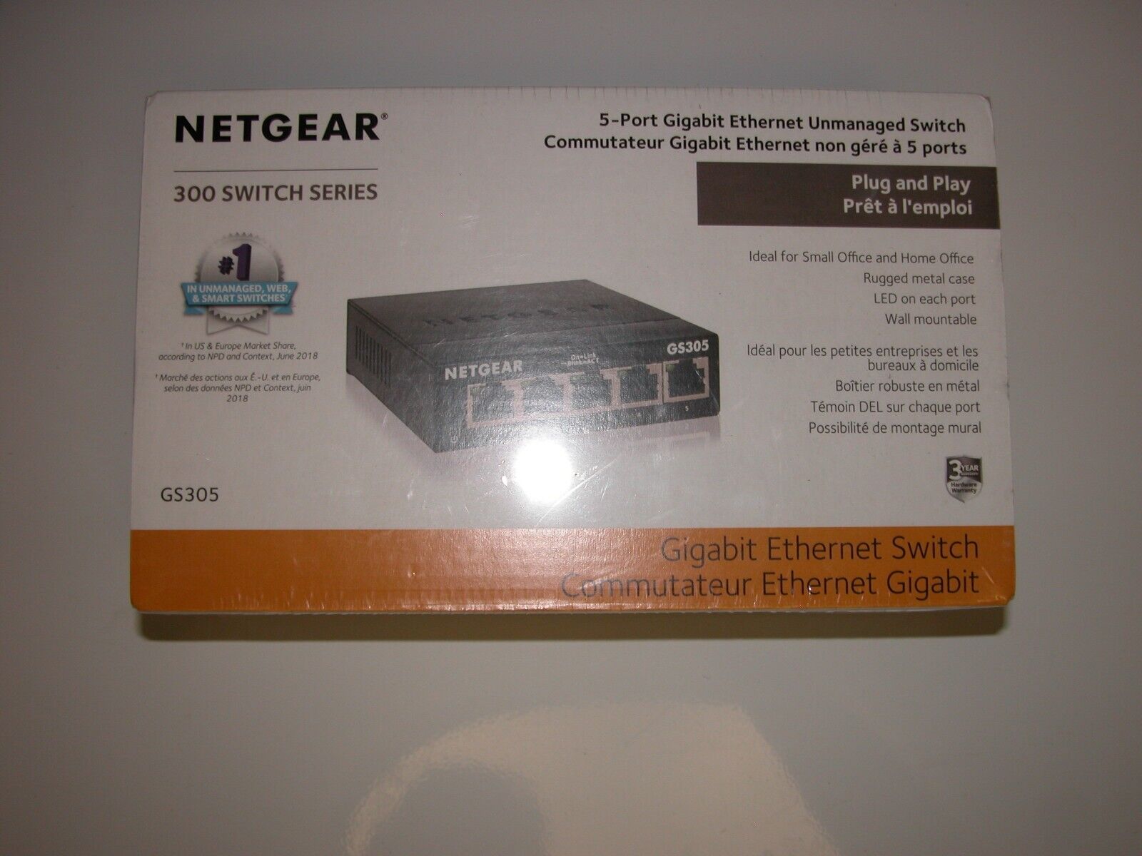 NETGEAR GS305E 5-Port Gigabit Ethernet SOHO Plus Switch FAST USPS Priority Ship