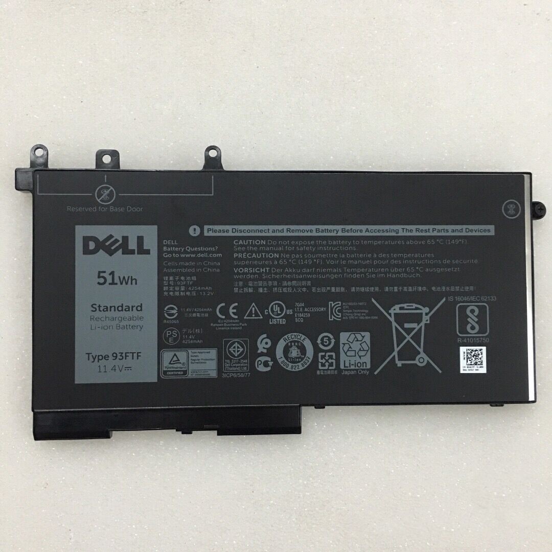 Genuine 93FTF 51WH Battery For Dell Latitude 12 5280 5288 5480 5580 5590 NEW