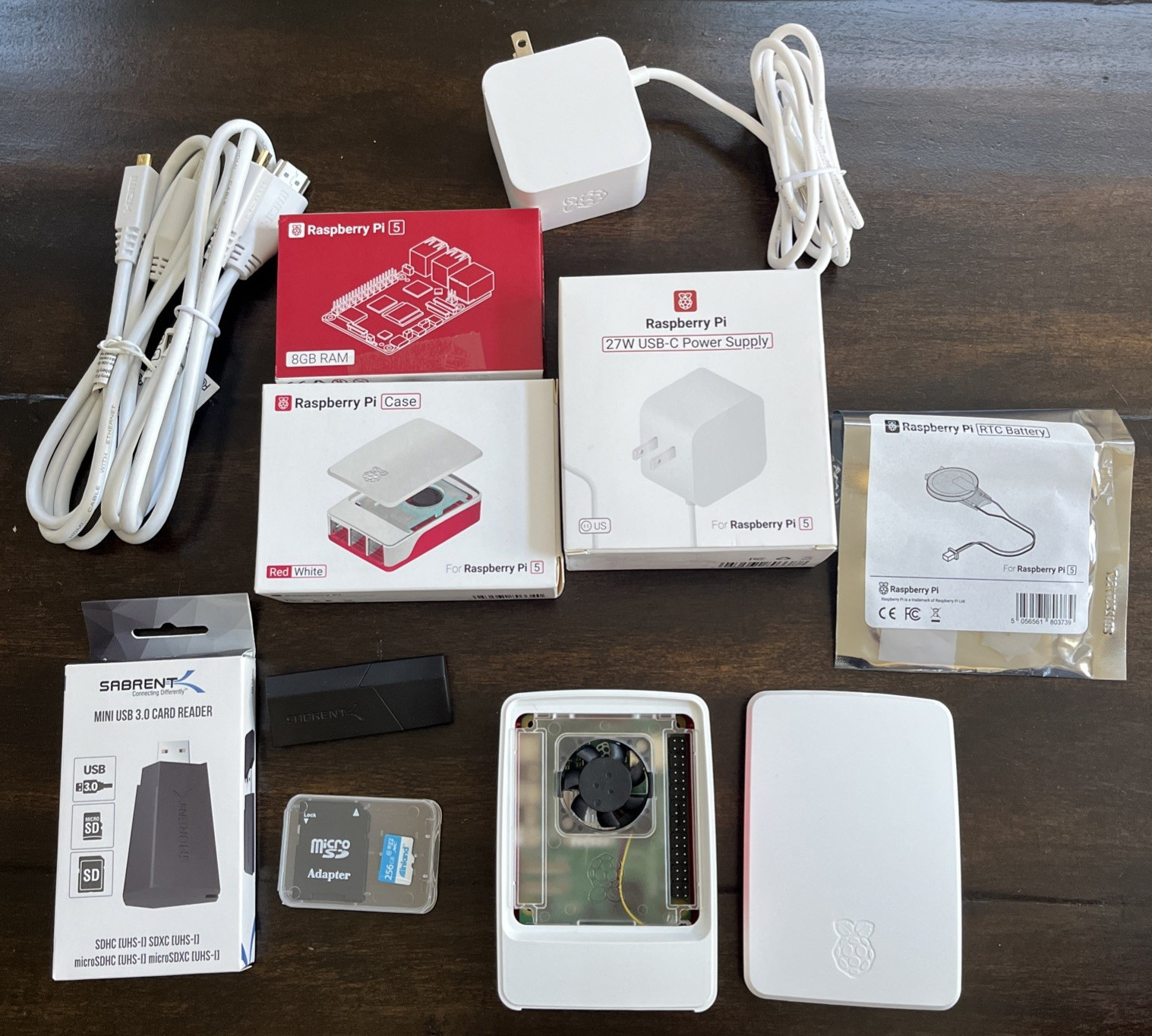 Raspberry Pi 5 8GB RAM Kit W/ Case, Fan, Power, 128GB MicroSD, Micro HDMI
