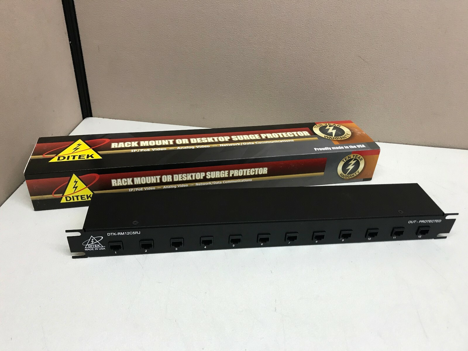 NEW Ditek DTK-RM12C5RJ 12-Channel Gigabit Ethernet Rack Mount Surge Protector