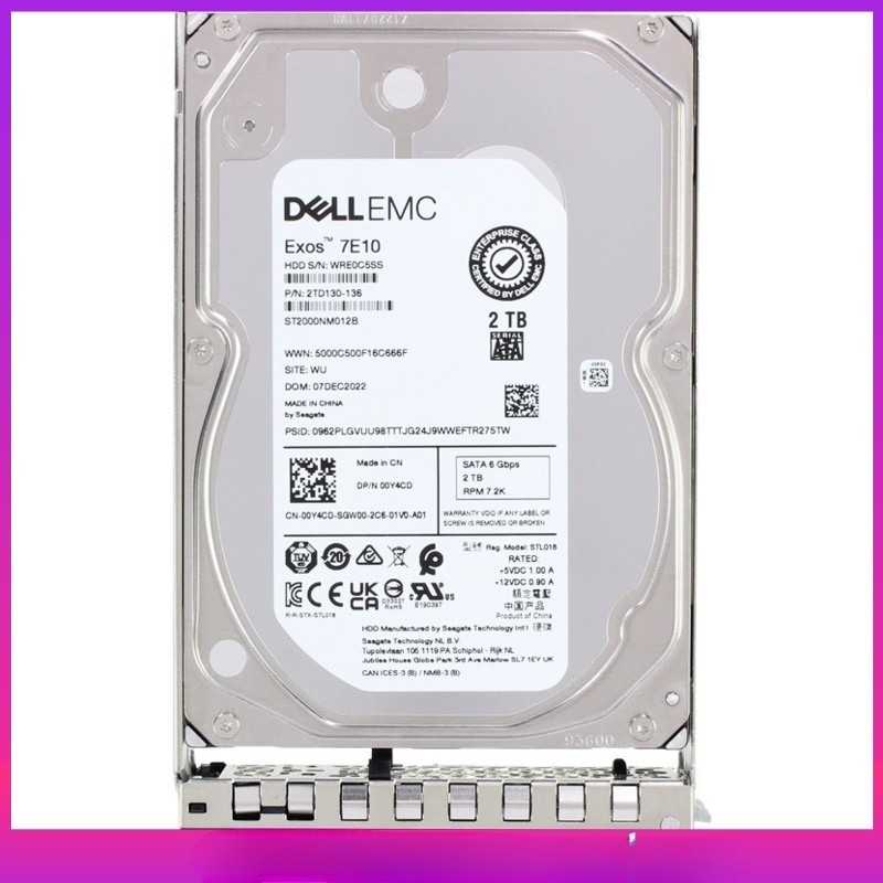 00Y4CD 0Y4CD Dell EMC 2TB 7.2K 6Gbps SATA 3.5'' Hard Drive HDD 14/15/16G KIT