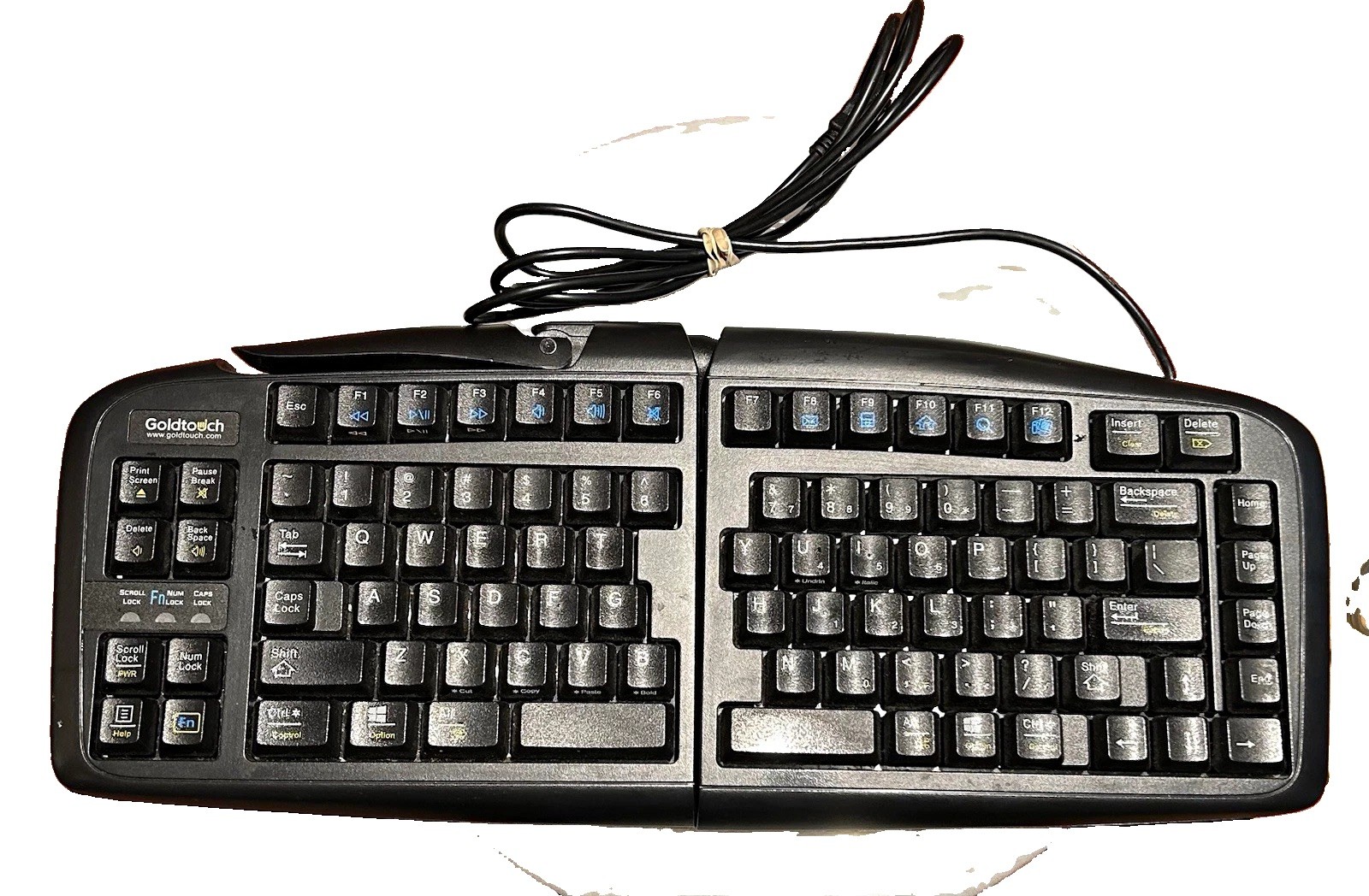 Goldtouch SK-2720 Ergonomic Split Wired Keyboard, Enhanced Keys, Black/Silver