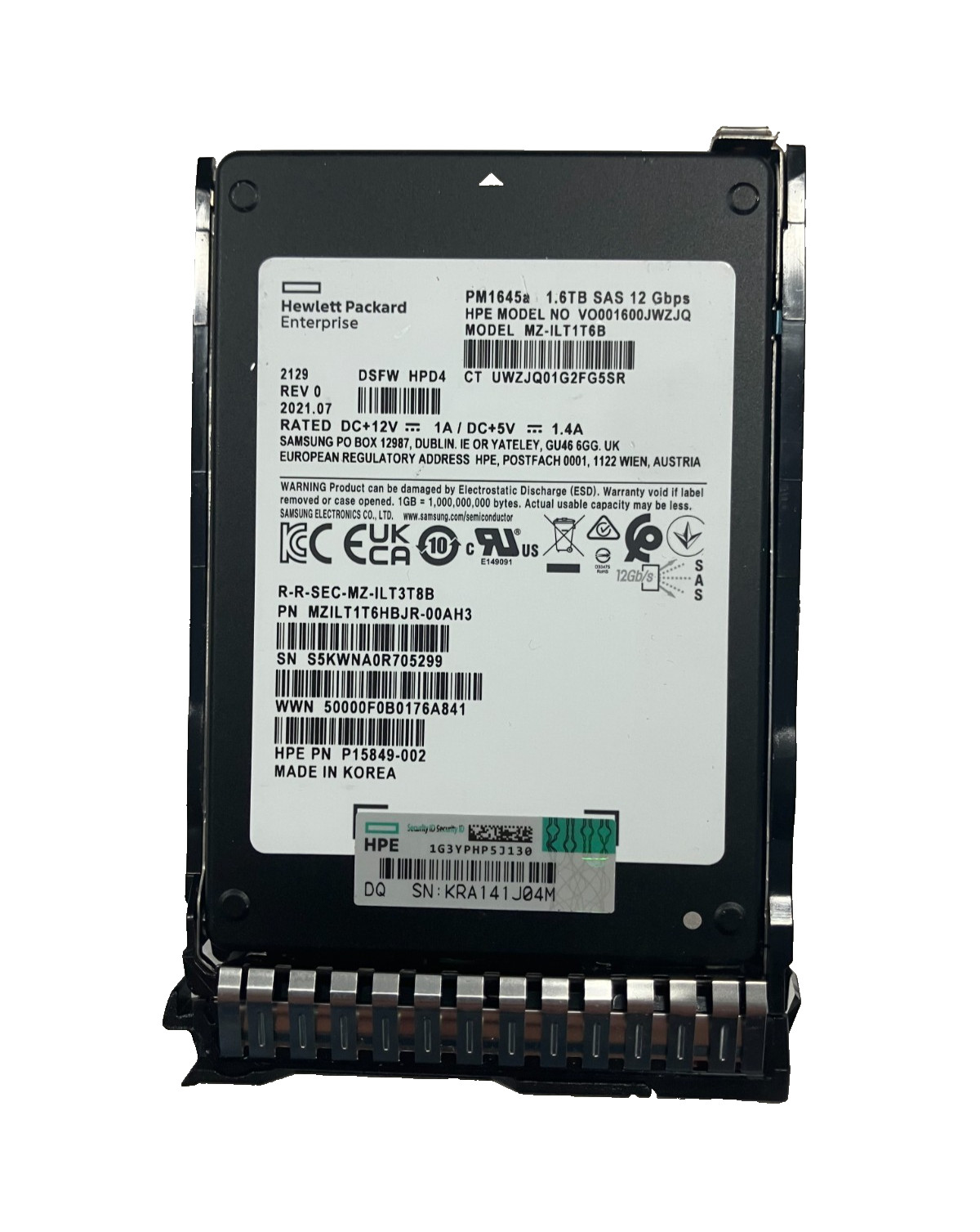 HP MZ-ILT3T8B SSD 1.6TB SAS 12Gb/s 2.5" VO001600JWZJQ PM1645a 512b/s