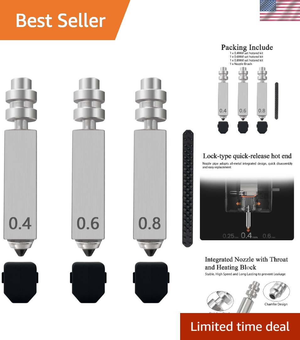 3PK Kobra X Nozzles 0.4MM, 0.6MM, 0.8MM Quick-Detach Steel Hotend Kit