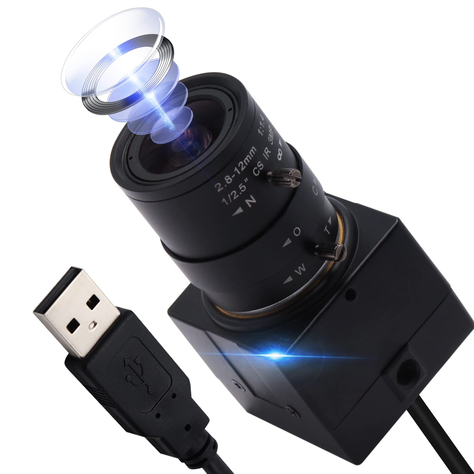 ALPCAM UHD 4K USB Camera, 2.8-12mm Varifocal Zoom Lens Mini Webcam