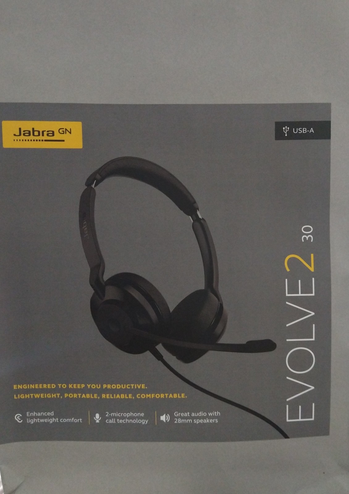 Jabra GN EVOLVE2 30 USB-A lightweight, 2-microphone call technology great audio