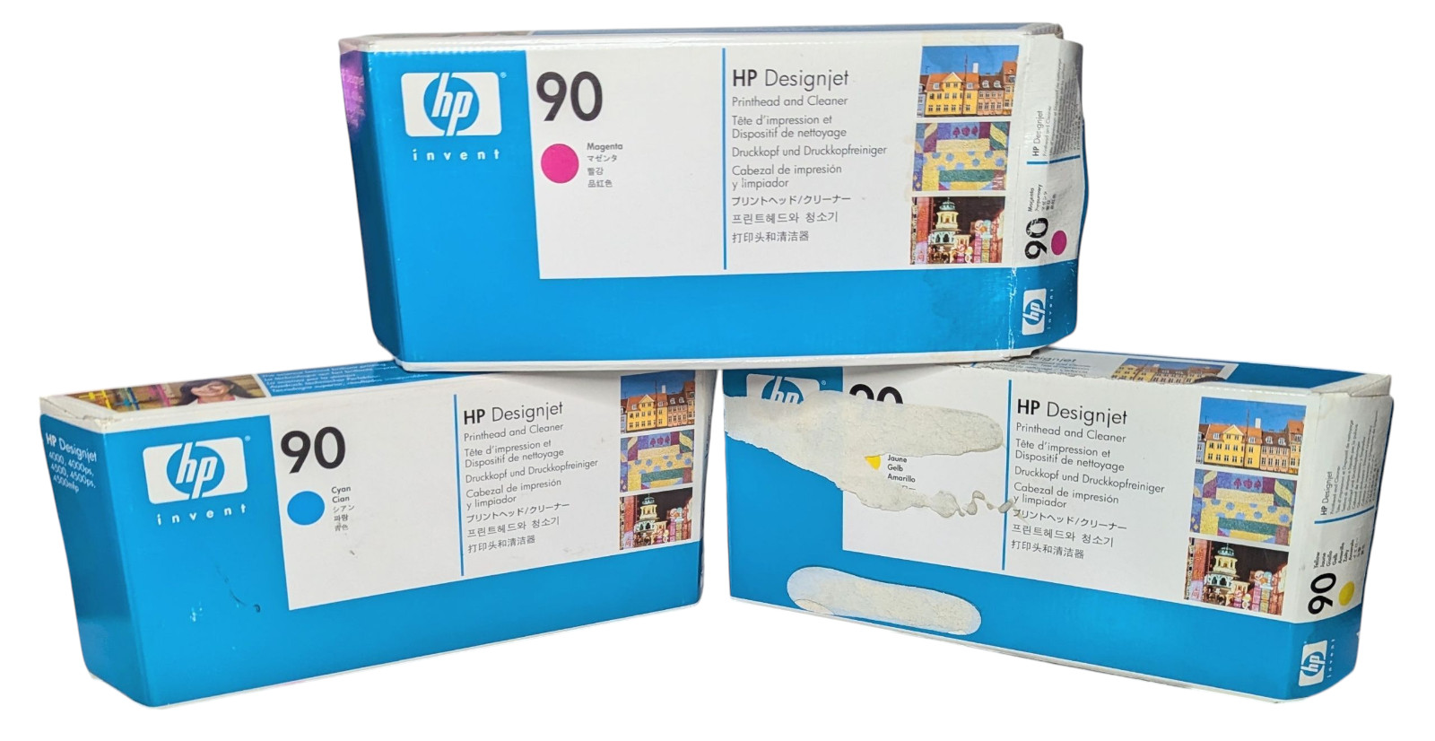 HP Designjet Printhead And Cleaner For HP 90 Color EXPIRED Magenta Yellow Cyan