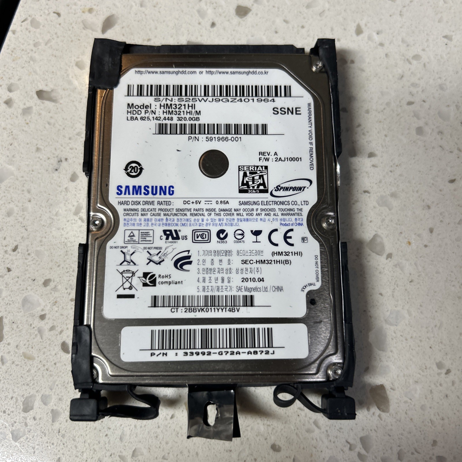 Samsung HM321HI Laptop 320GB 2.5" SATA Hard Drive 