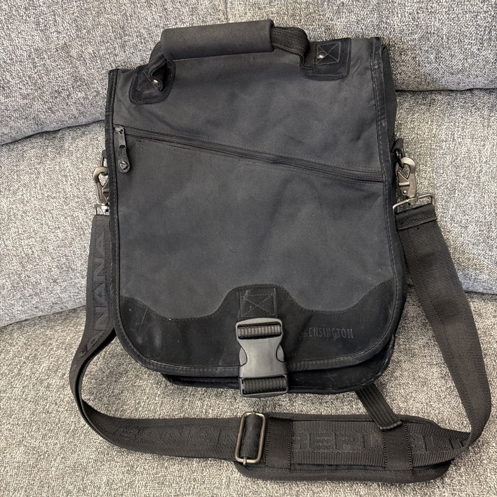Kensington Black Saddle Bag Backpack Laptop Bag With Banana Republic Strap