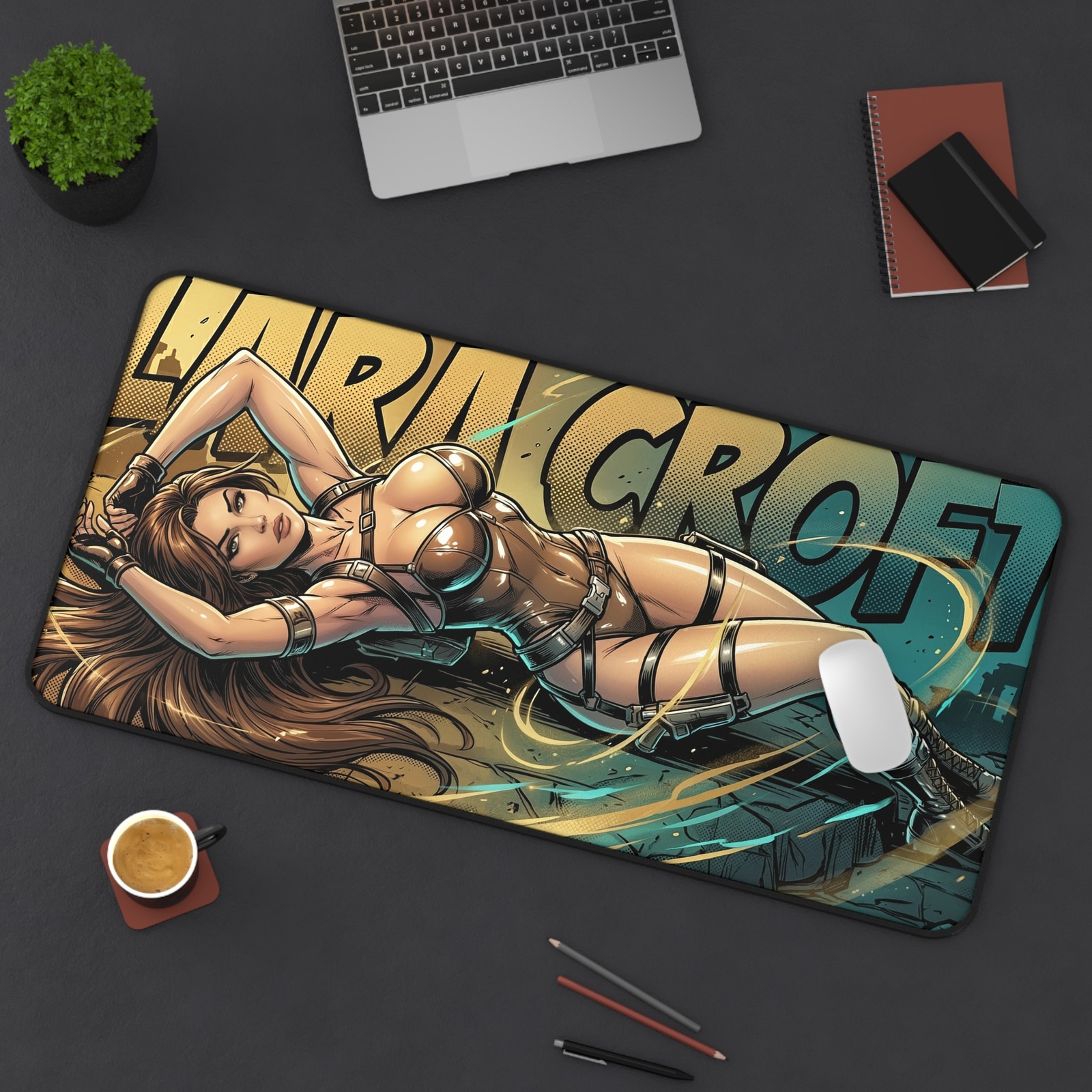 Lara Croft Desk Mat, Adventure Game Mouse Pad, Explorer Desk Decor