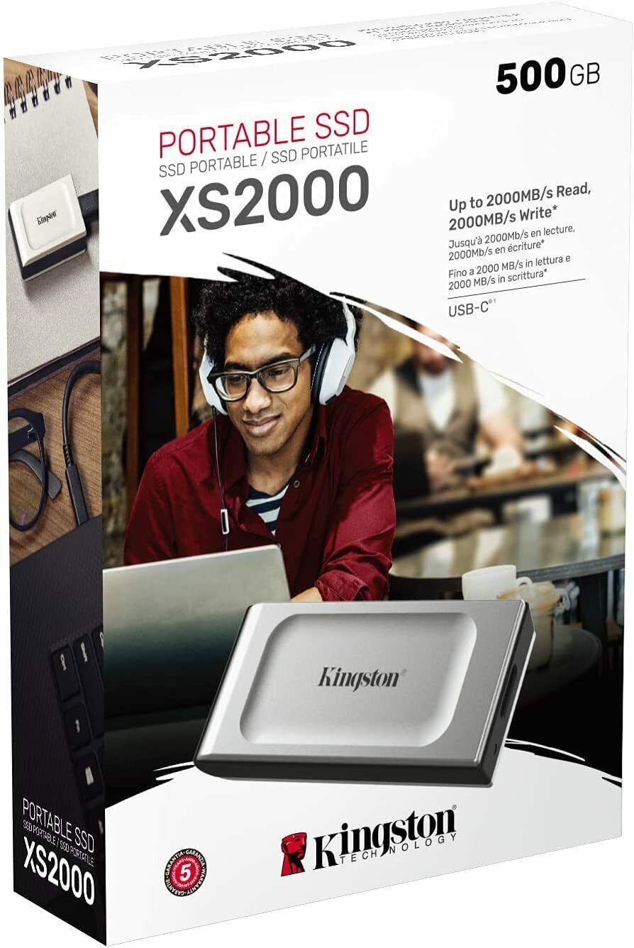Kingston 500GB XS2000 Portable SSD Solid State Drive  External USB 3.2 Type C