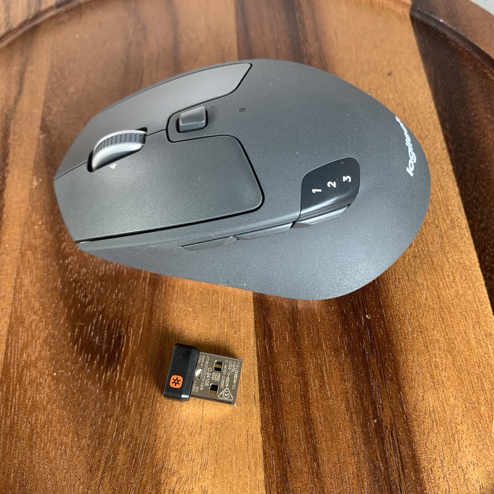 Logitech M720 Triathlon Wireless Bluetooth Mouse Multi Device USB Receiver Gray