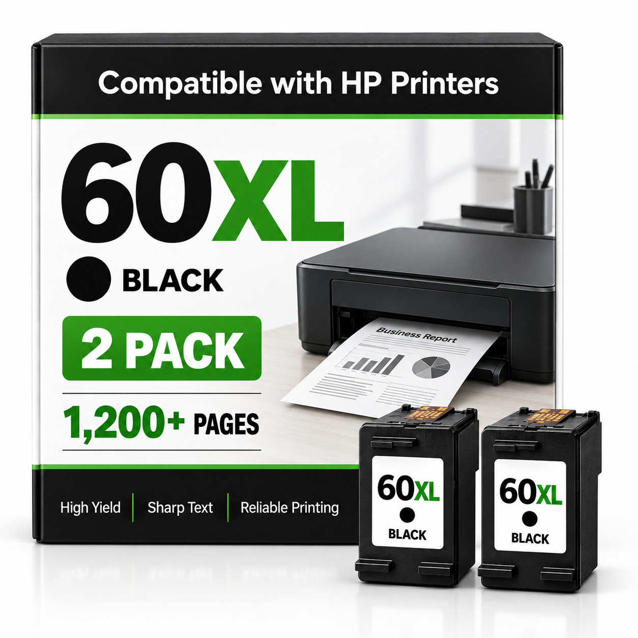 60XL Ink Cartridges 2Pack OF Black Ink Compatible For DeskJet C4680 C4780 D2530