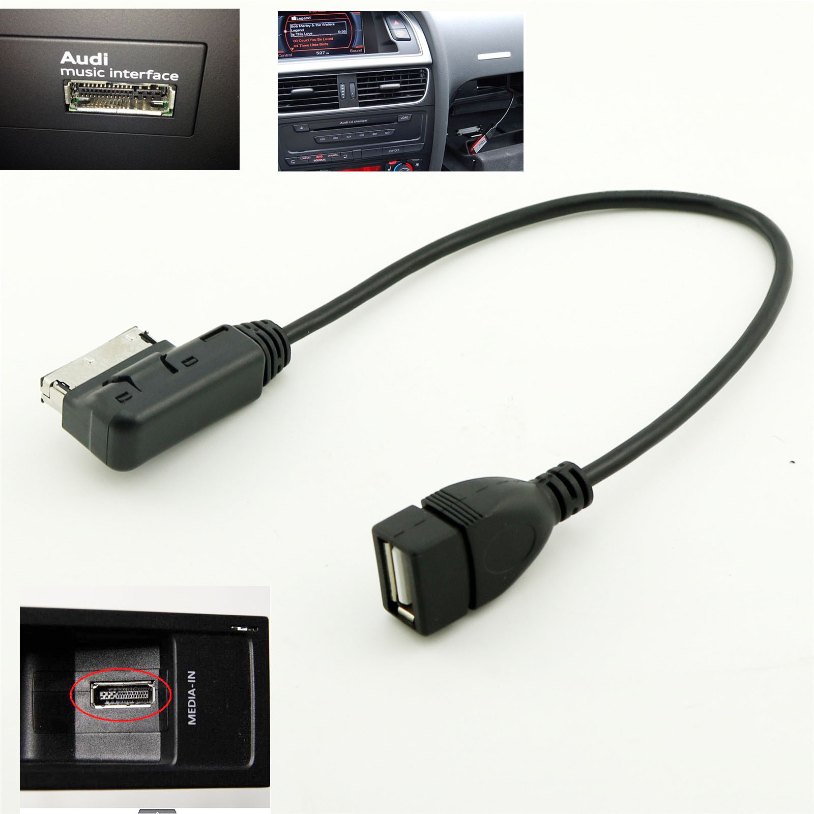 For Audi Flash Drive Car Audio Music Interface AMI MMI AUX to USB Adapter Cable