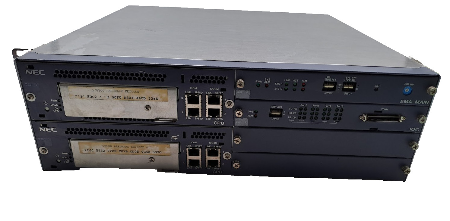 NEC SN8154 BCSEA-A, 2X 48VDC Power SUPPLY,2XNEC SV8500 CPU,EMA SUB-A,2X EXB PIR