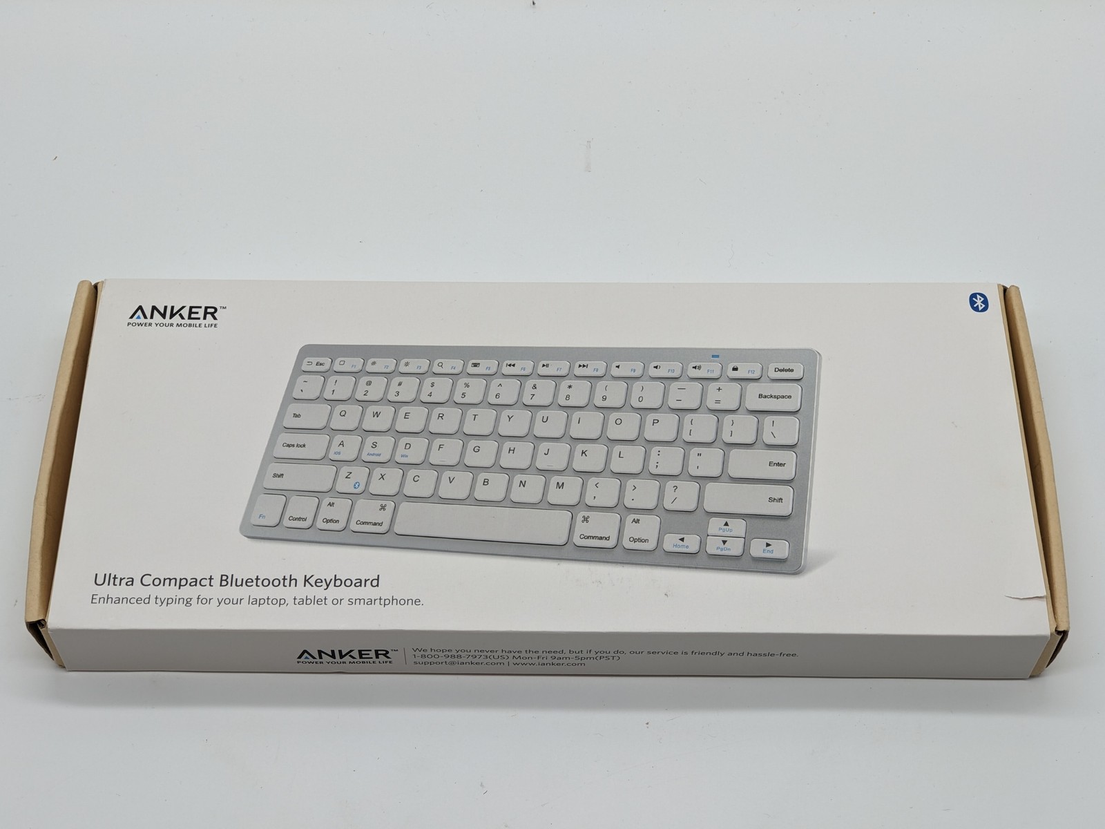 OPENBOX Anker A7726 White Ultra Compact Slim Wireless Bluetooth Keyboard