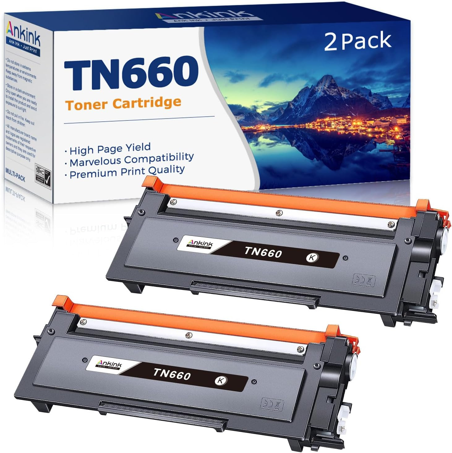 TN660 Toner Cartridge Replacement for Brother TN630(Black,2 Pack)TN-660 630