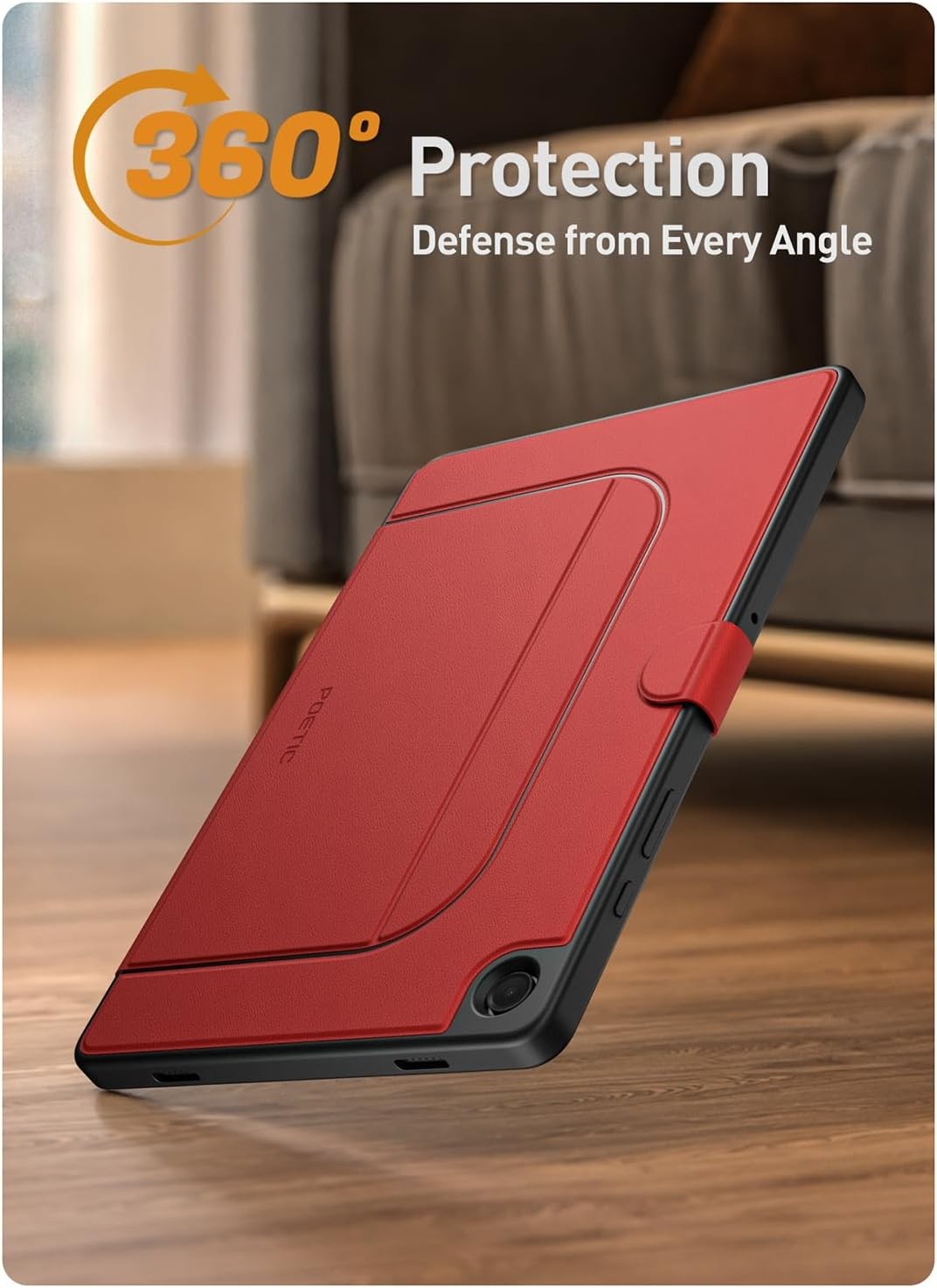 For Galaxy Tab A11 Plus / A9 Plus Case Poetic Magnetic Folio Stand Cover Red