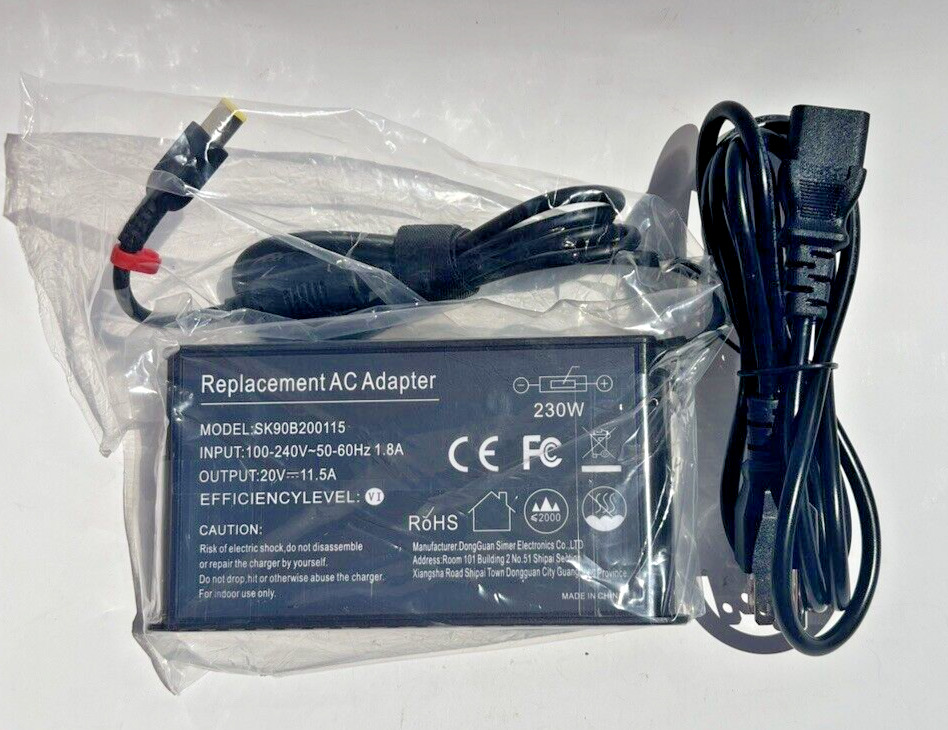 Lenovo Replacement AC Adapter 230W | 20V 11.5A | SK90B200115 | USB | Fast Charge