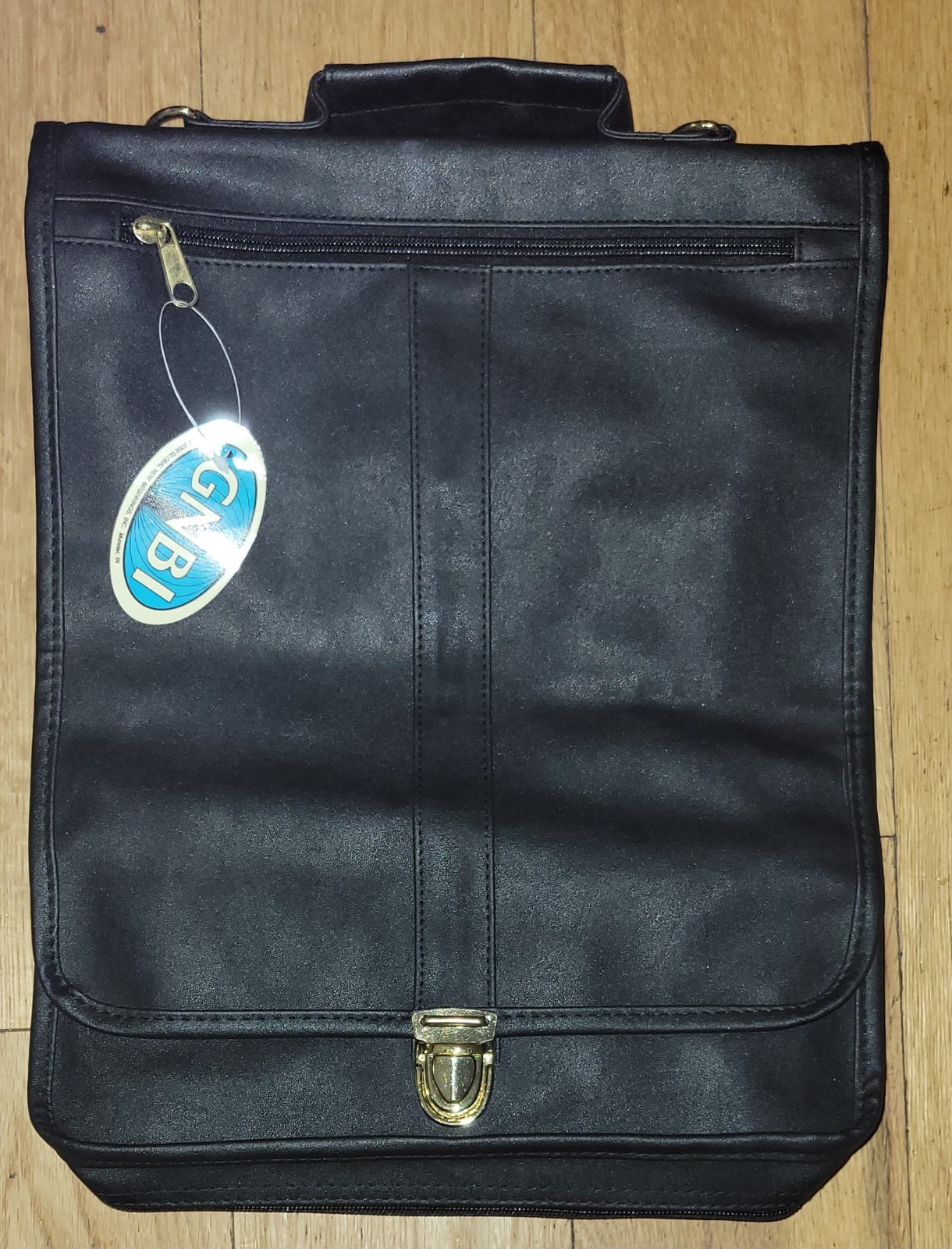 NEW GNBI Soft Shell Black Faux Leather Attaché/Lap Top Bag Adjustable Strap